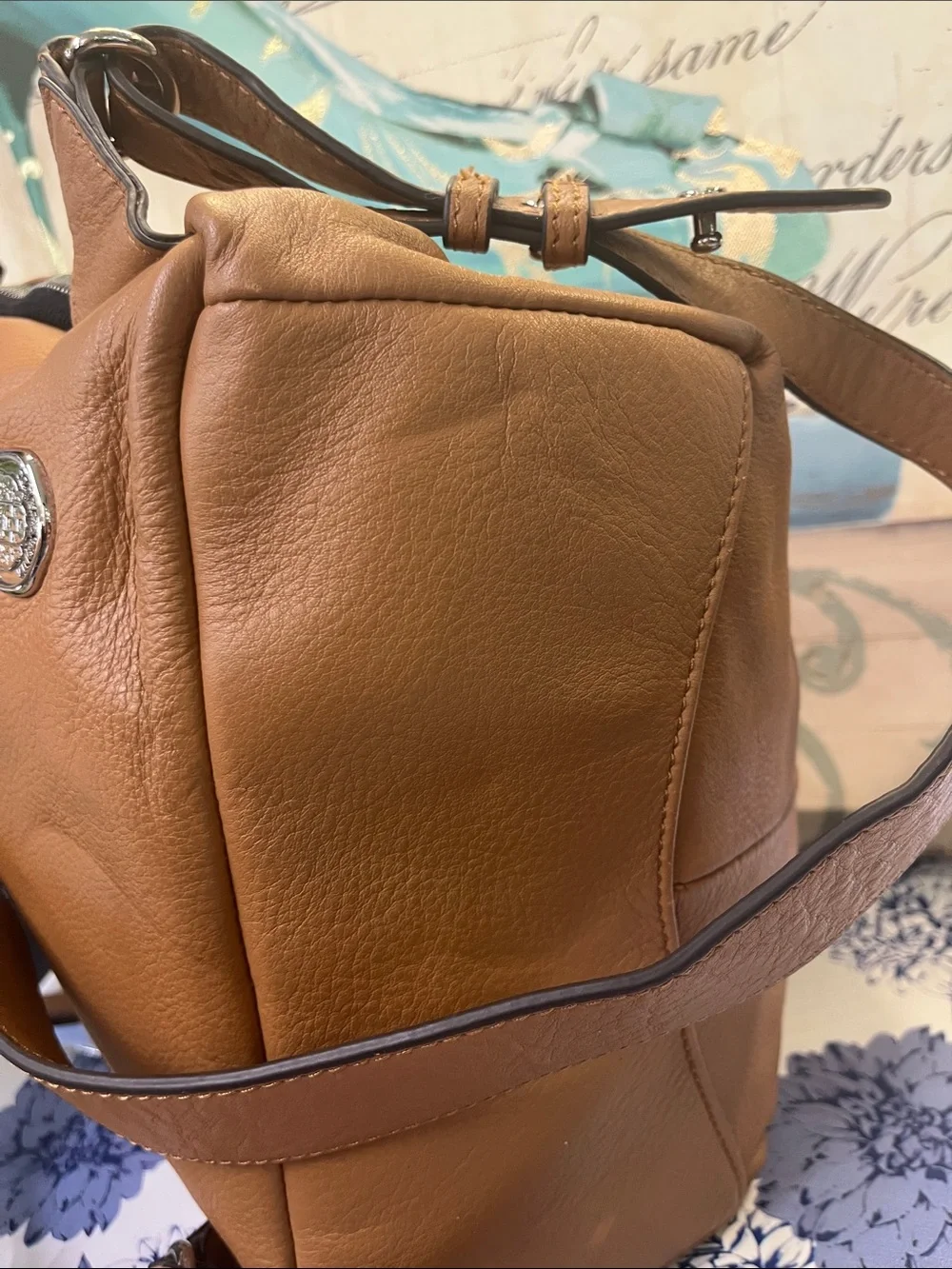 Vince Camuto Leather Tote Backpack in Tan (camel color)
